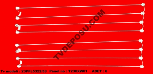 PHILIPS, 23PFL5322/58, T230XW01 V.3, UZUNLUK(53.5cm), ÇAP(3mm), Adet(8), LCD FLORESAN
